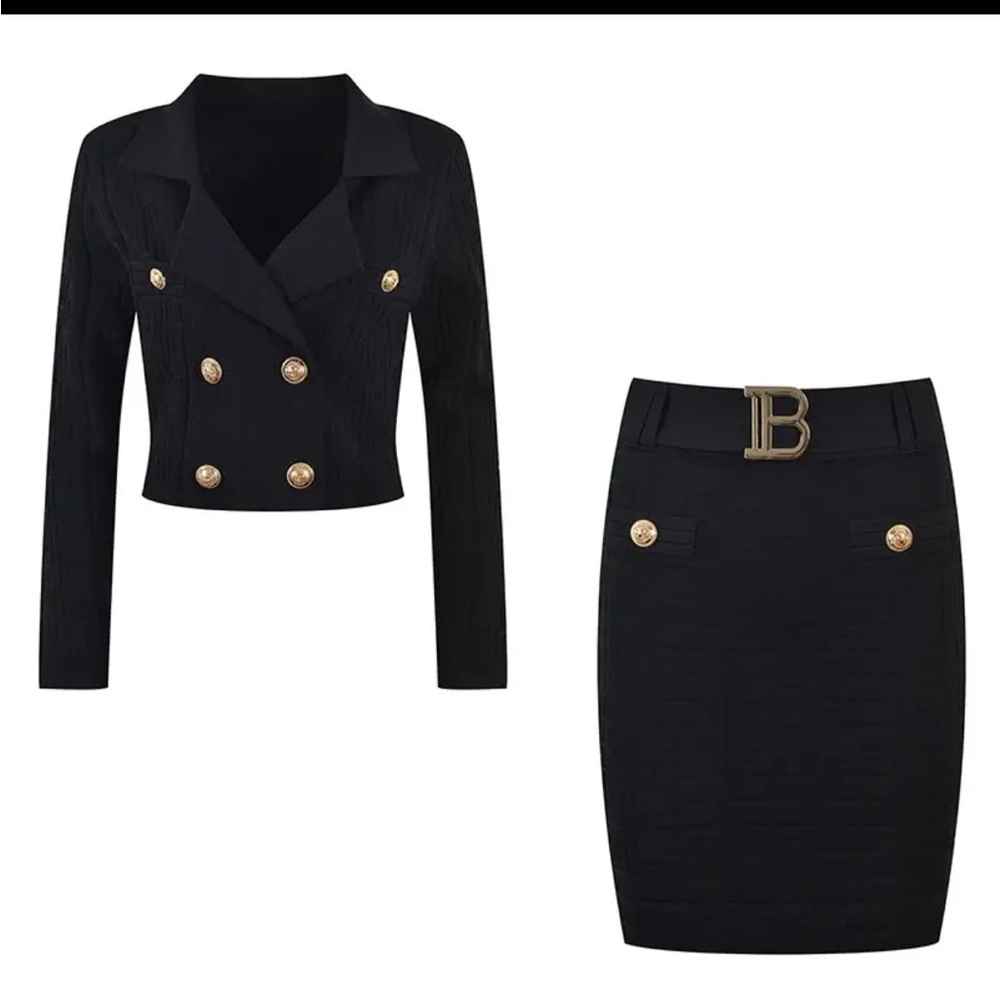 New Fashion Suit “Balmain” Comes with Matching Belt - sz Small in BLACK only